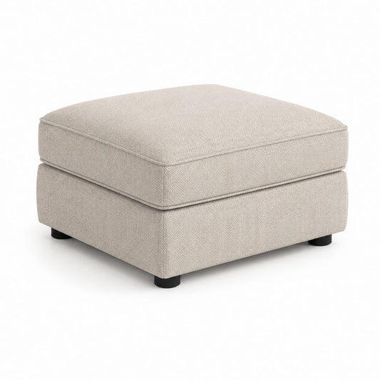 Repose-pieds carré beige en polyester 80 x 80 x 45 cm