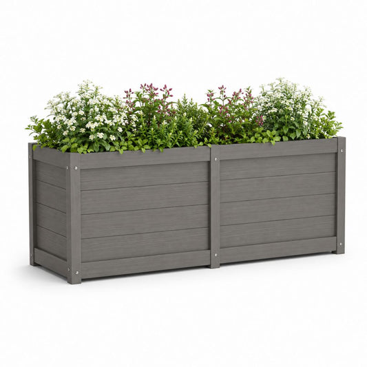 Jardinière surélevée rectangulaire gris anthracite en composite bois-plastique 120 x 40 x 40 cm
