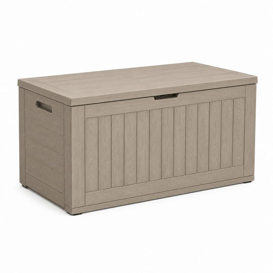 Coffre de rangement extérieur taupe en polypropylène rectangulaire 120 x 56 x 63 cm 380 L