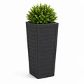 Pot de fleurs haut carré noir en polypropylène avec plante artificielle en polyéthylène 30 x 30 x 60 cm