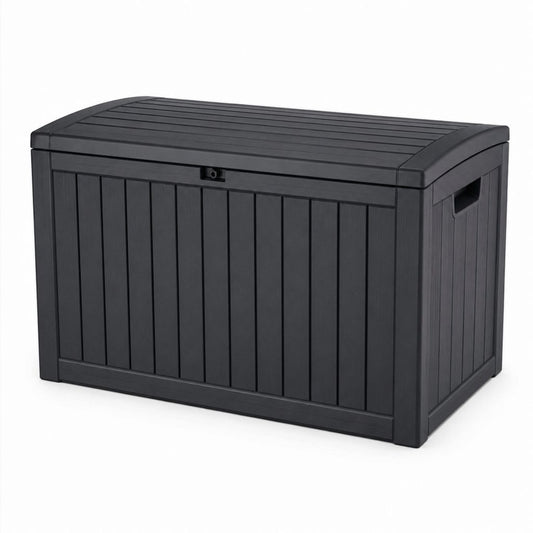Coffre de jardin extérieur noir en polypropylène rectangulaire 570 L 155 x 72.4 x 64.4 cm