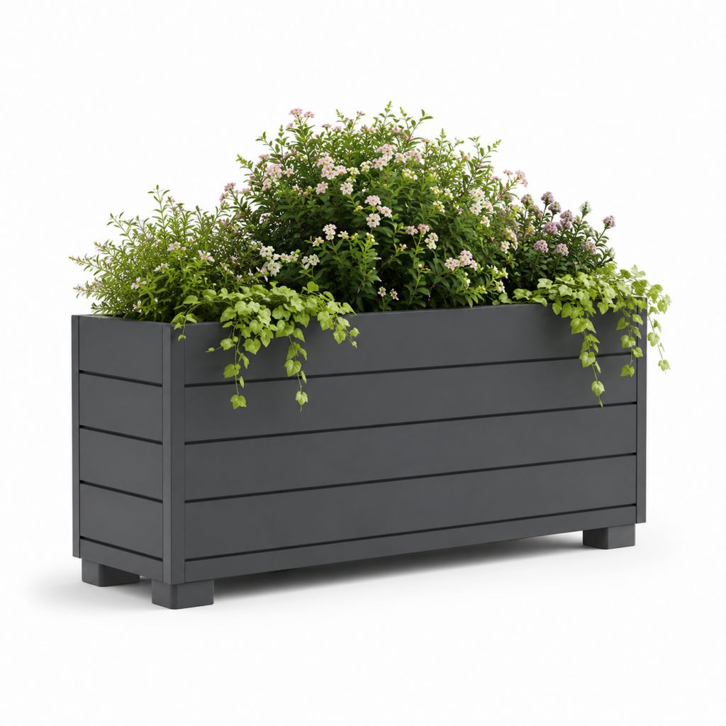 Jardinière sur pieds rectangulaire anthracite en polypropylène 120 x 40 x 45 cm