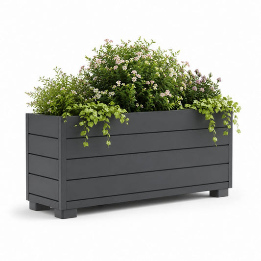 Jardinière sur pieds rectangulaire anthracite en polypropylène 120 x 40 x 45 cm