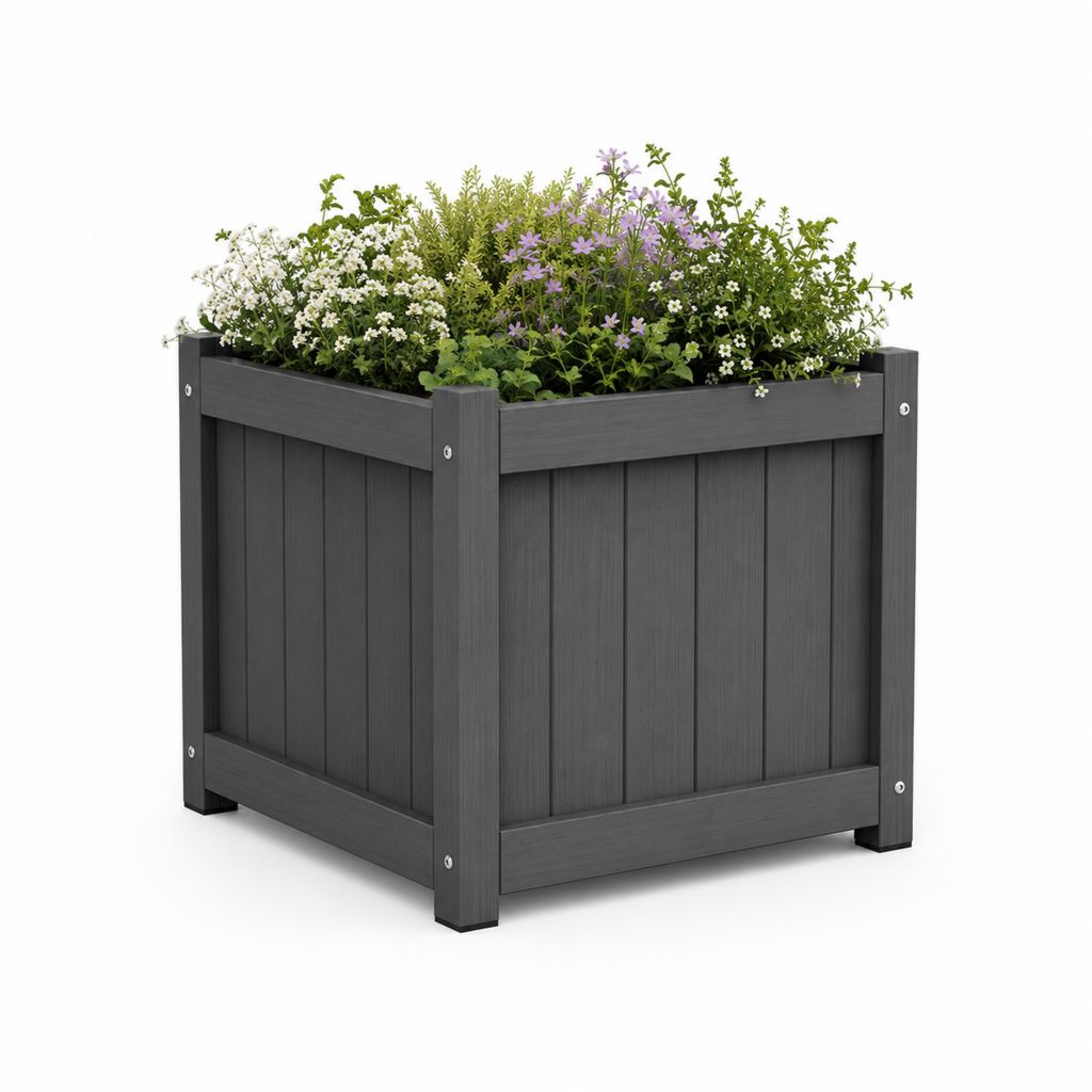 Jardinière carrée anthracite en polypropylène 40 x 40 x 40 cm