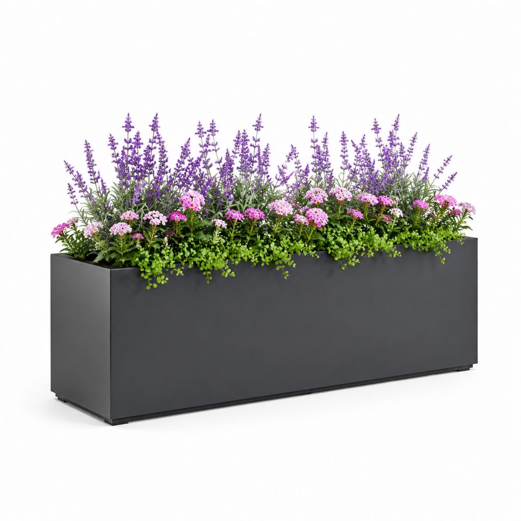Jardinière rectangulaire en acier galvanisé anthracite 100 x 30 x 45 cm