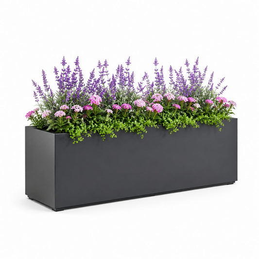 Jardinière rectangulaire en acier galvanisé anthracite 100 x 30 x 45 cm