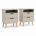 Lot de 2 tables de chevet beige en MDF avec 2 tiroirs 40 x 35 x 60 cm